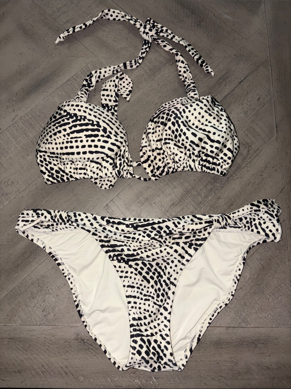 ViX Paula Hermanny Black & White Print Halter Bikini Set
